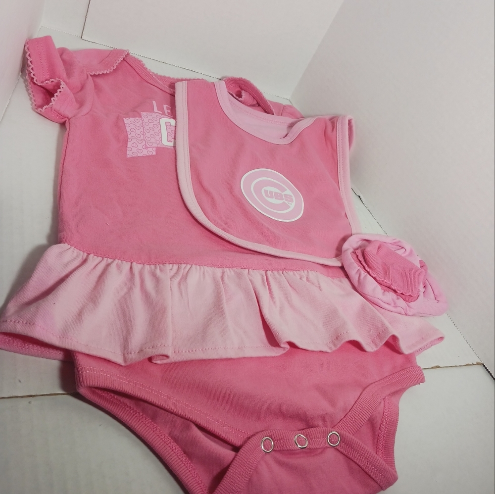 MLB CUBS  Kids 3 Piece Creeper Set 18M Pink Girl